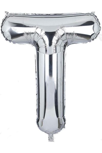 BeySüS 40 Inch Silver t Letter Foil Balloon