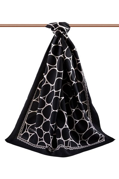 Vissona Women's Luxury Medina Silk Shawl Black White