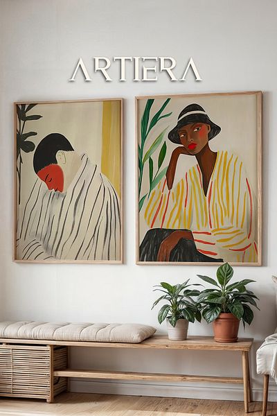 HİGUERA Momente gânditoare și armonie tropicală Pictură în ulei Feel Dual Wood Framed Wall Painting