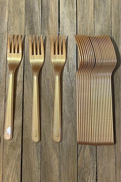 BeySüS Plastik Çatal Parti Çatal Gold