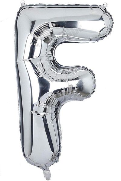 BeySüS 40 Inch Silver Colored Letter Foil Balloon - Letter F