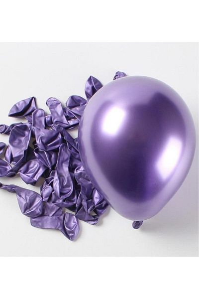 BeySüS 12 Inch Chrome Balloon - 10 Lu Purple