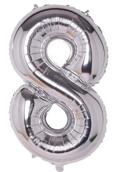 BeySüS 40 Inch Number Foil Balloon Silver - 8 Number