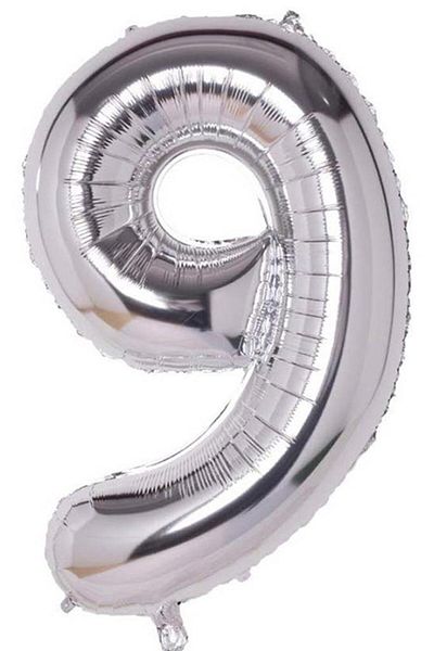 BeySüS 40 Inch Silver Balloon - 9 Number Foil