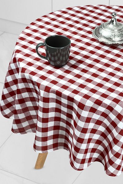 Soft Kare Gingham Round Large Square Tablecloth