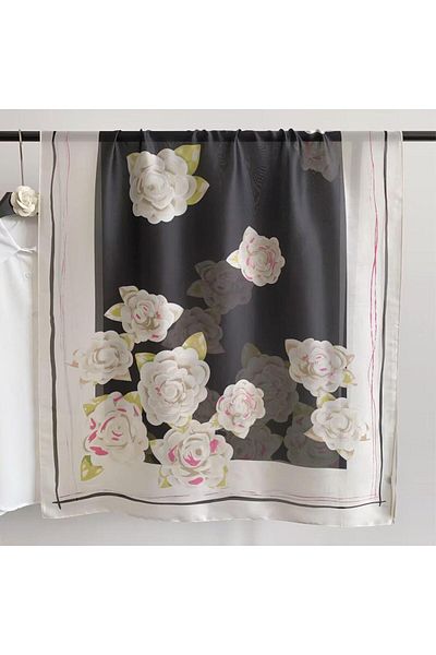 Webinay Home Model de trandafiri șal de mătase voile importat Noul sezon 90x180 cm