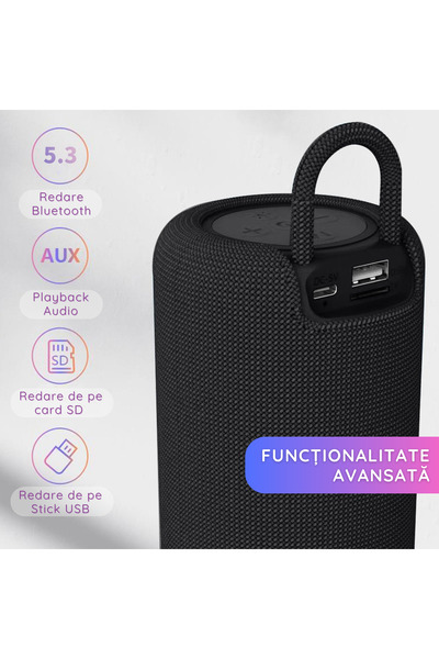 Tzappy Portable Bluetooth Speaker, Tzappy, 5W, RGB, Battery Life 4-5 Hours, TWS Function, USB/TF, 1200mAh,