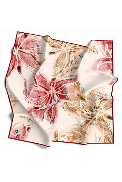 VİOLLA Rayon Çiçek Desenli Lila - Bebe Mavisi Renkli 90x90 Eşarp (İPEK IÇERME...