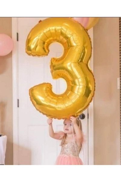 BeySüS Gold Golden Yellow Dore Large Foil 3 Number Balloon 100 Cm 40inc