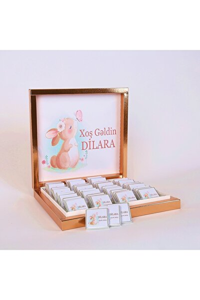 altıniz gıda (ELİT ÇİKOLATA) İSME ÖZEL TAVŞANLI KIZ BEBEK ÇİKOLATASI DOĞUM,DO...