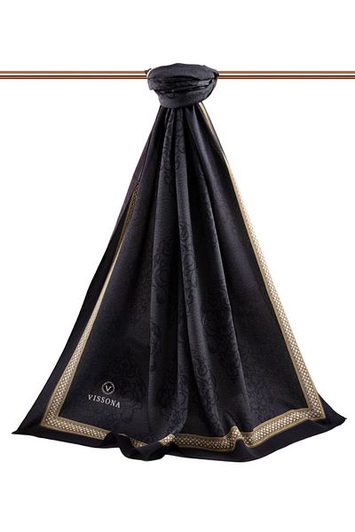 Vissona Women's Luxury Medina Silk Shawl Black