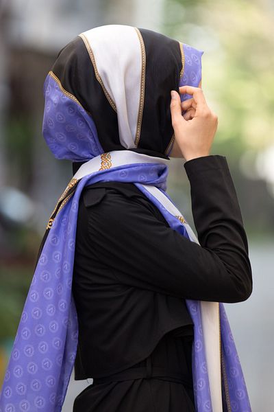Vissona Women's Fresh Silk Shawl Purple Black