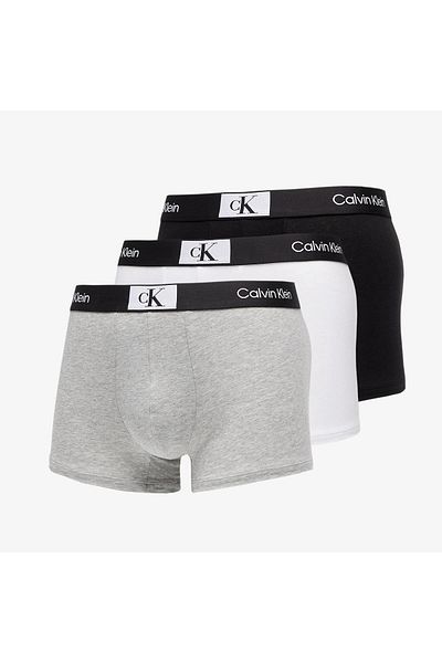 Calvin Klein Pánske signované čierno-bielo-sivé boxerky s elastickým pásom 000nb3528a-6h3
