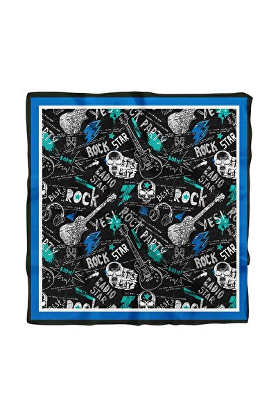 Modabutik H29 Kadın Yes Rock Desenli 50x50 Bandana Hyl Dg01565-22