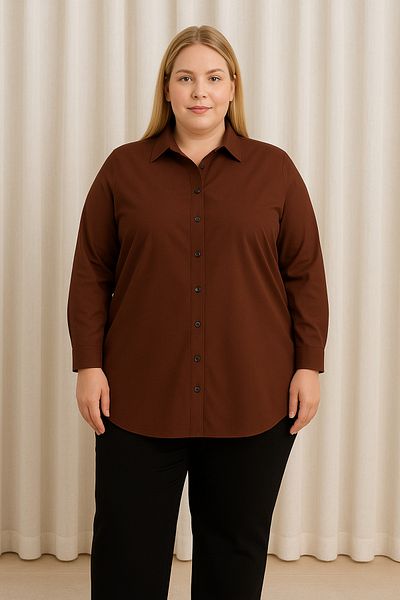 Patika Women's Plus Size Comfortable Shirt - Bitter Brown