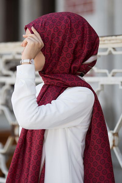 Vissona Γυναικείο Φρέσκο ​​Μεταξωτό Σάλι 90x200 Claret Red Black