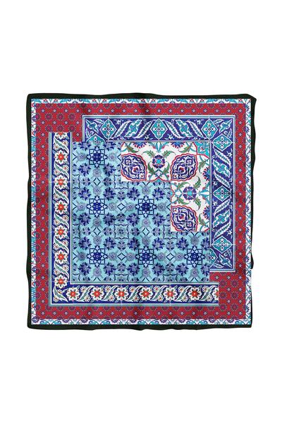 Modabutik Kadın Kiremit Açık Mavi Canan Desenli 50x50 Bandana Hyl Dg01073-22