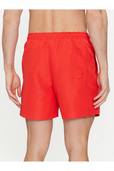 Calvin Klein Men's Brand Logo Quick-Drying Polyster Red-Black Swim Shorts Suitable for Beach and Sea Use
