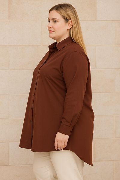 Patika Women's Plus Size Comfortable Shirt - Bitter Brown