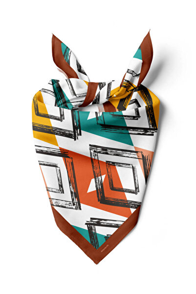 Modabutik V24 Kadın Geometrik Desenli Bandana 50x50 Yeşil Dg0447-22