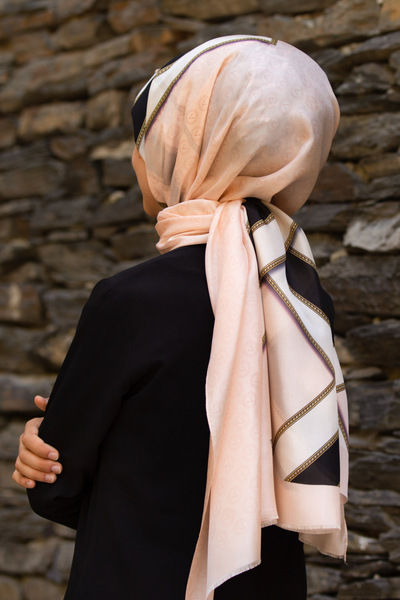 Vissona Kadın Fresh Ipek Şal Somon Siyah