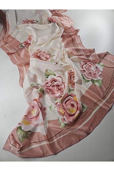 Webinay Home Μοτίβο τριαντάφυλλο Εισαγόμενο Voile Silk Shawl Νέας σεζόν 90x180 cm