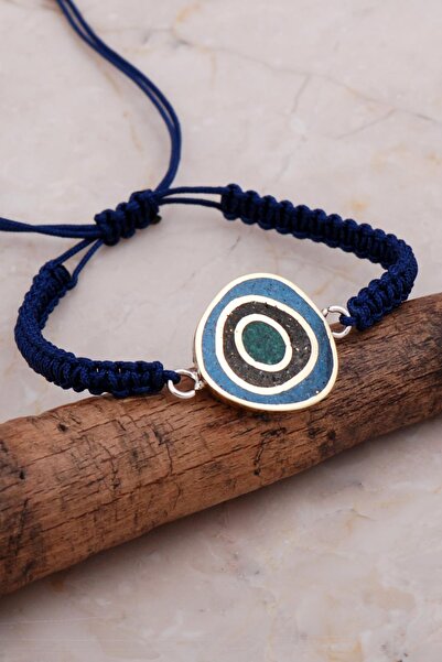 Sümer Telkari Mozaik Işlemeli Renkli Gümüş Makrome Bileklik 4274