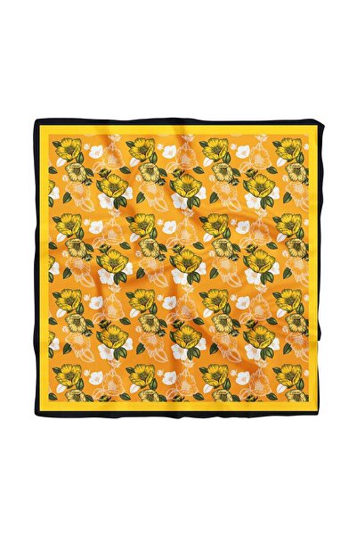 Modabutik C98 Kadın Kavuniçi Sarı Sevda Desenli 50x50 Bandana Hyl Dg0993-22