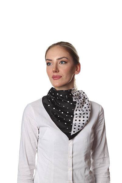 Modabutik Y12 Puantiye Desenli Bandana Siyah Beyaz 41.21