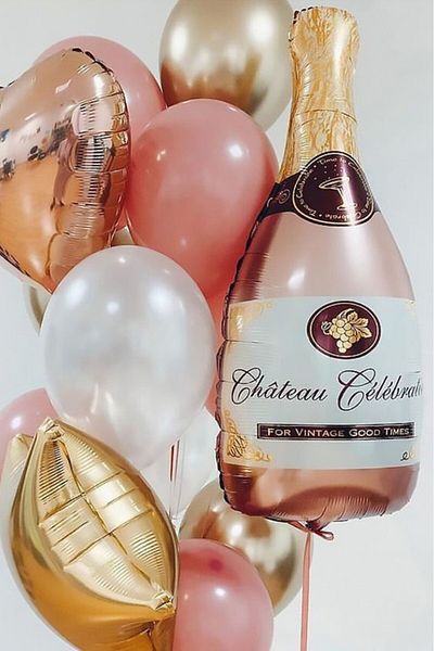 BeySüS Rose Gold Foil Balloon - Champagne Bottle Shaped