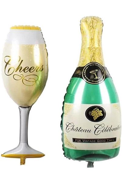 BeySüS Giant Size Champagne Glass Foil Balloon Set