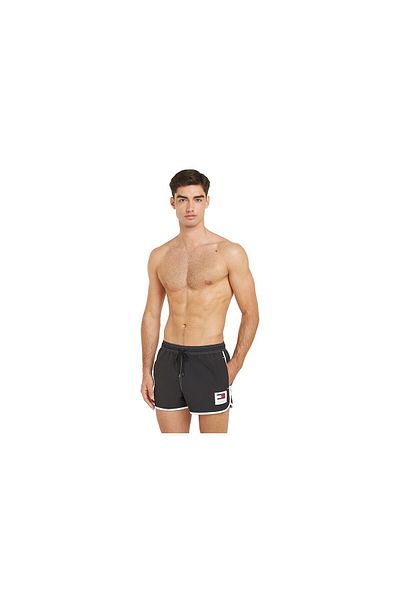 Tommy Hilfiger Men's Brand Logo Elastic Drawstring Two Side Pockets One Back Pocket Stylish Looking Slim Black Sea Shoe
