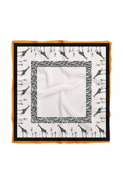 Modabutik Women's Gray Animals Patterned 50X50 Bandana Hyl Dg01527-22