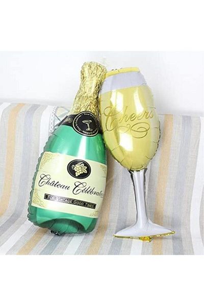 BeySüS Giant Size Champagne Glass Foil Balloon Set