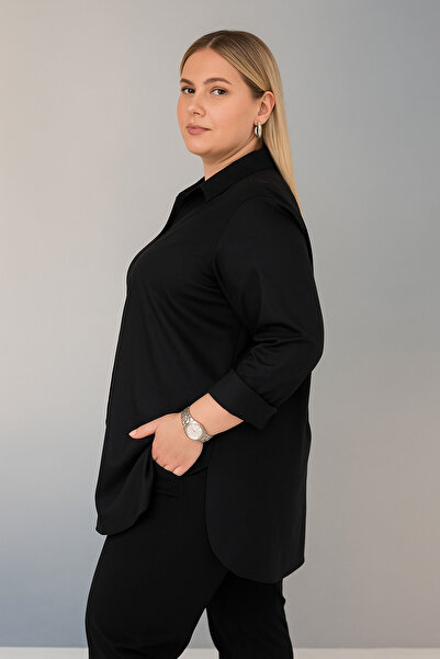 Patika Women's Plus Size Comfortable Shirt - Black