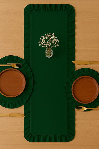 Mirilliahome Βολάν λινό Runner |   Φυσικό Frilly Runner - Κομψό σχέδιο για διακόσμηση επιτραπέζιων σκευών