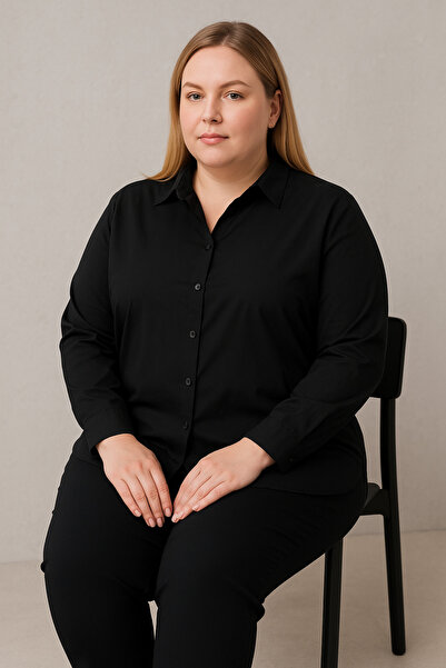 Patika Women's Plus Size Comfortable Shirt - Black