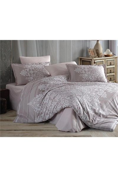 Clasy Ranforce Double Duvet Set - Rute V1 Beige