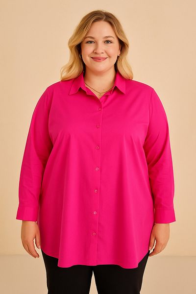 Patika Women's Plus Size Comfortable Shirt - Fuchsia