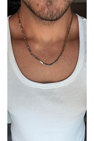 ZEYM قلادة من الفولاذ المقاوم للصدأ بنمط موجة فضية اللون – للجنسين