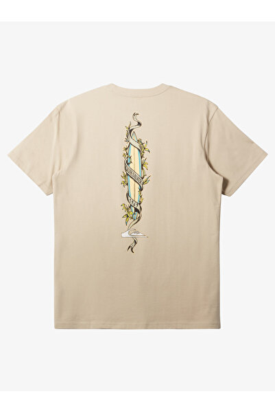 Quiksilver Ανδρικό μπλουζάκι Step Up Purple σε μπεζ στρογγυλή λαιμόκοψη