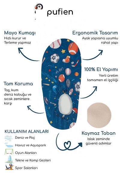 pufien Non-Slip Sole Children's Sea Shoes Baby Pool Booties Breathable Swimsuit Fabric