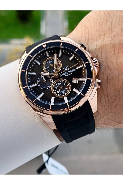 Daniel Klein 45 Mm Kasası Rose Kordonu Siyah Renk İç Göstergeleri Aktif Erkek...
