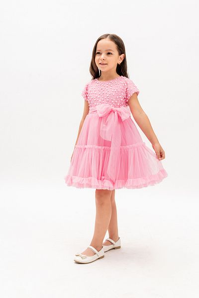 Eray Kids Βραδινό φόρεμα για κορίτσια με πουά με λεπτομέρειες και φιόγκο στην πλάτη