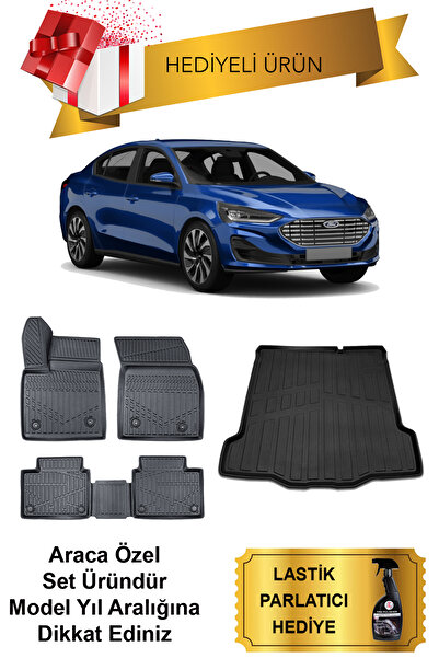 Sare Tuning Ford Focus 4 Sedan 2018 Sonrası Ince Stepne 3d Bagaj Havuzu Ve 4d Luxury Paspas Seti (HEDİYELİ)