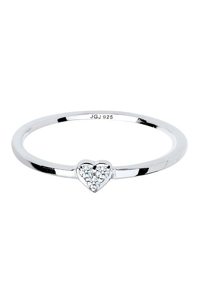 ELLI Inel de damă solitaire cu simbol inimă și diamant (0,04 ct.) din argint 925