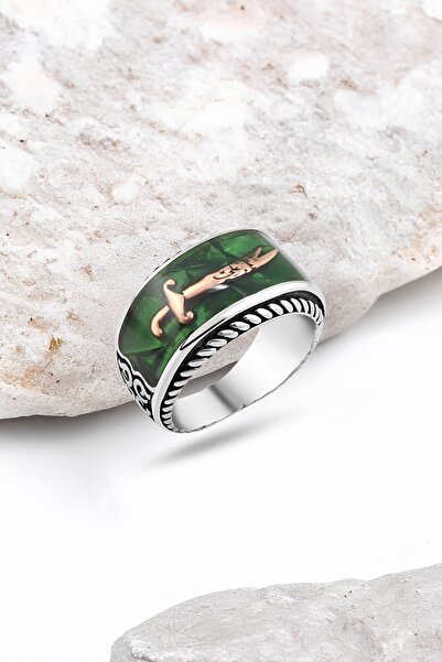 Silverplus Mineli Zülfikarlı Gümüş Erkek Yüzük