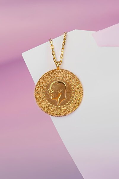 Silverplus 925 Ayar Gümüş Altın Kaplama Çeyrek Kolye