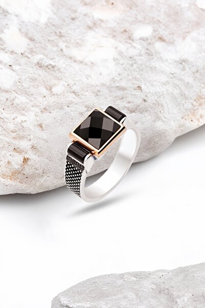 Silverplus Gümüş Taşlı Erkek Yüzük