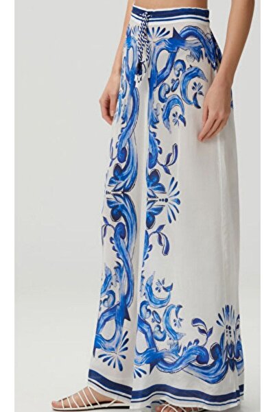 MODALOVİA "Aegean Motif Blue and White Double Summer Suit - Bohemian and Stylish Style"